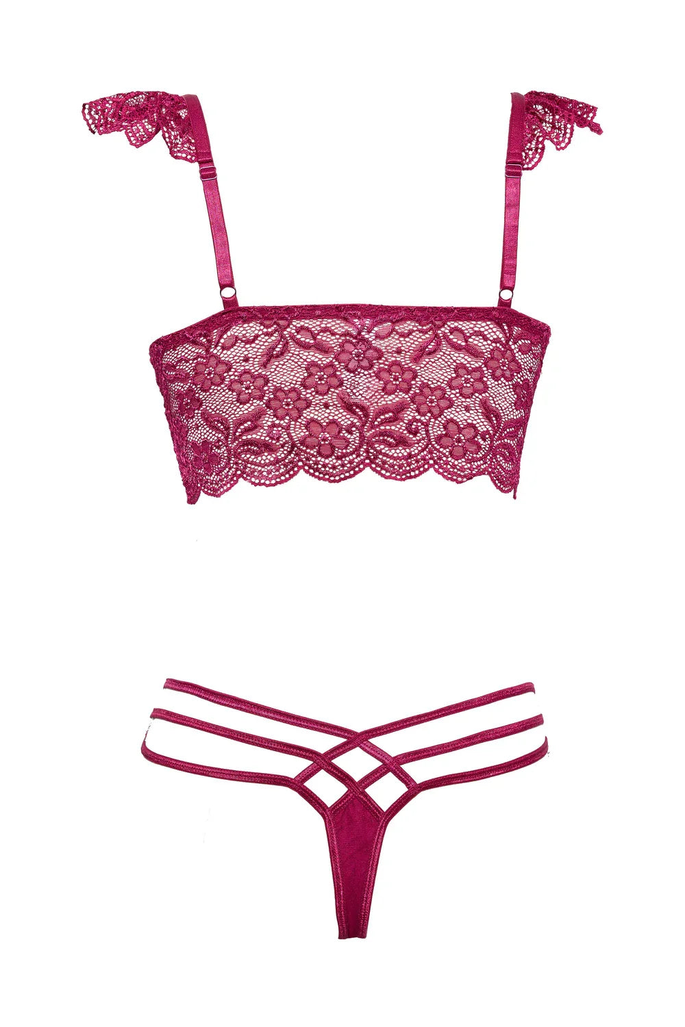 💗 Pink Pussycat Lingerie – Crop Top & Thong Set – Edmonton adult store – close-up view