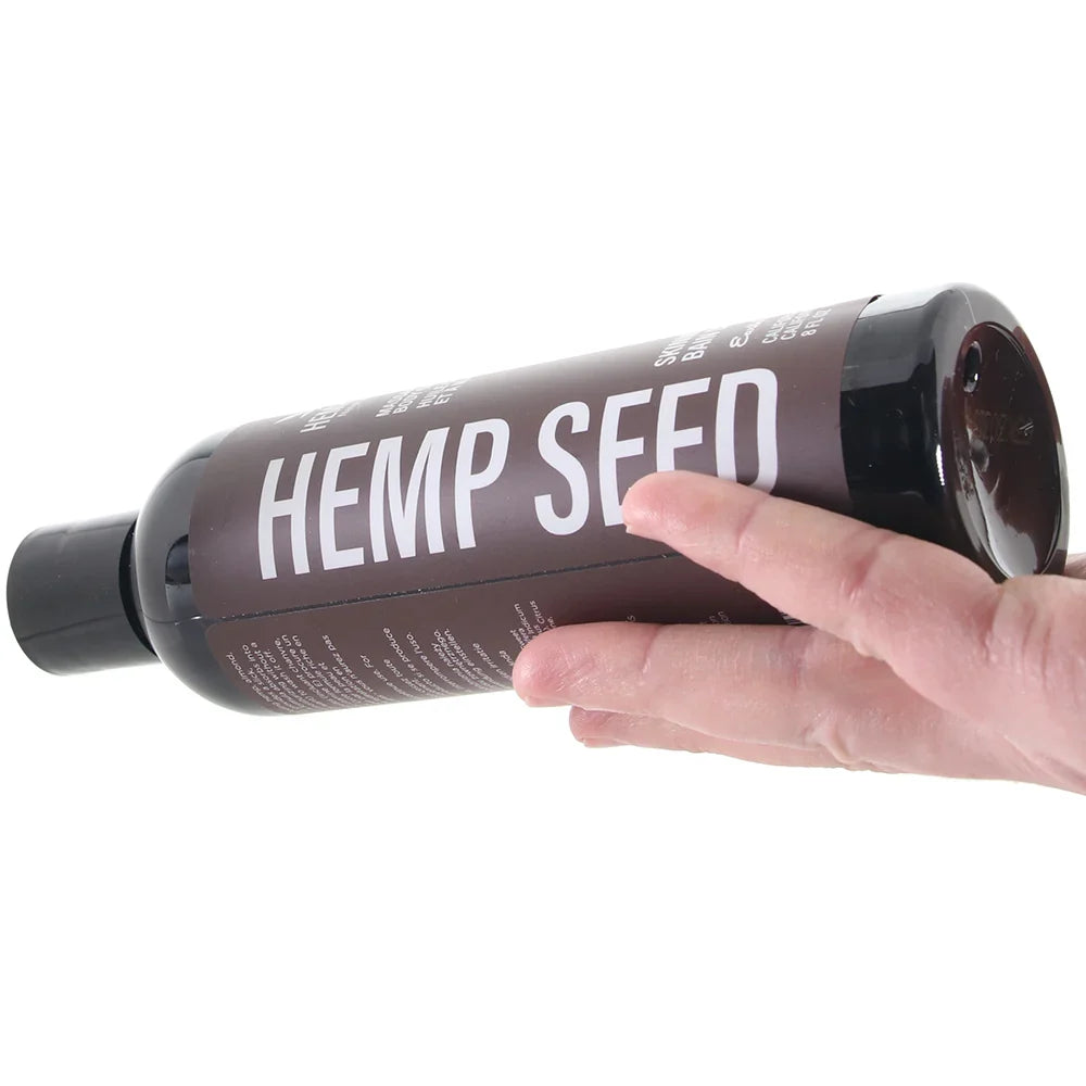 Hemp Seed Massage Oil 8oz/236ml in Skinny Dip – Heaven Boutique Edmonton – side view