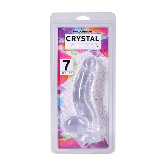 7″ Curved Realistic Cock w/Balls Clear