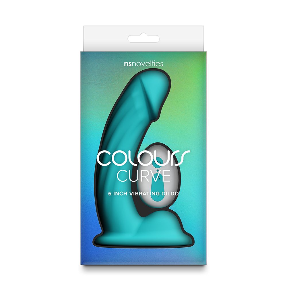 6″ Vibrating Curved Dildo Teal