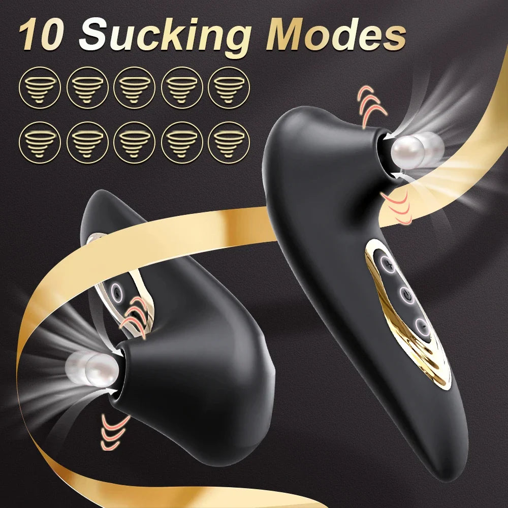 10-Mode Suction Clitoral & Nipple Stimulator in Black
