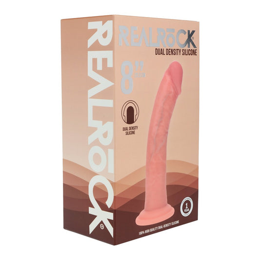 8″ Realrock Curved Silicone Dildo Beige