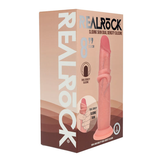 8″ Realrock Sliding Skin Silicone Dildo Beige