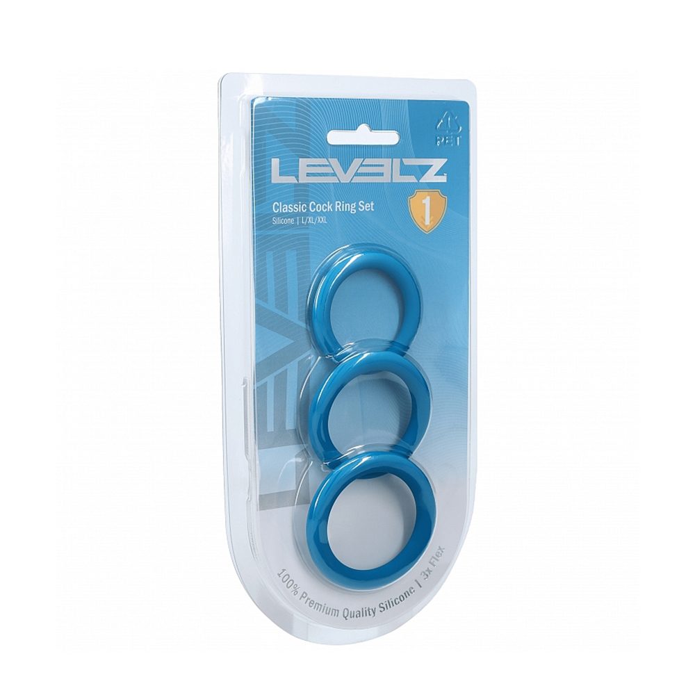 LevelZ Silicone Cock Ring Set of 3 Sizes Teal