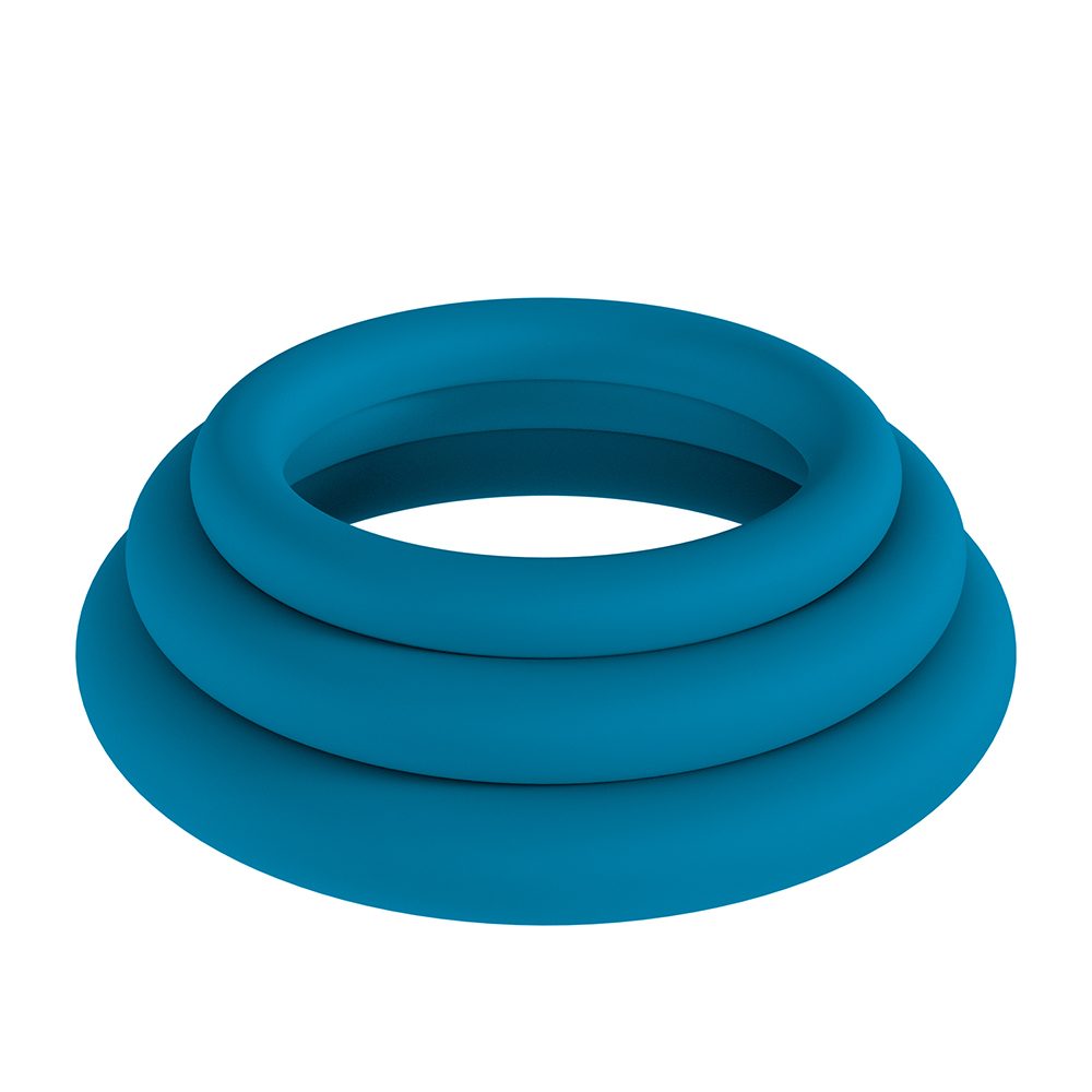 LevelZ Silicone Cock Ring Set of 3 Sizes Teal — photo 2