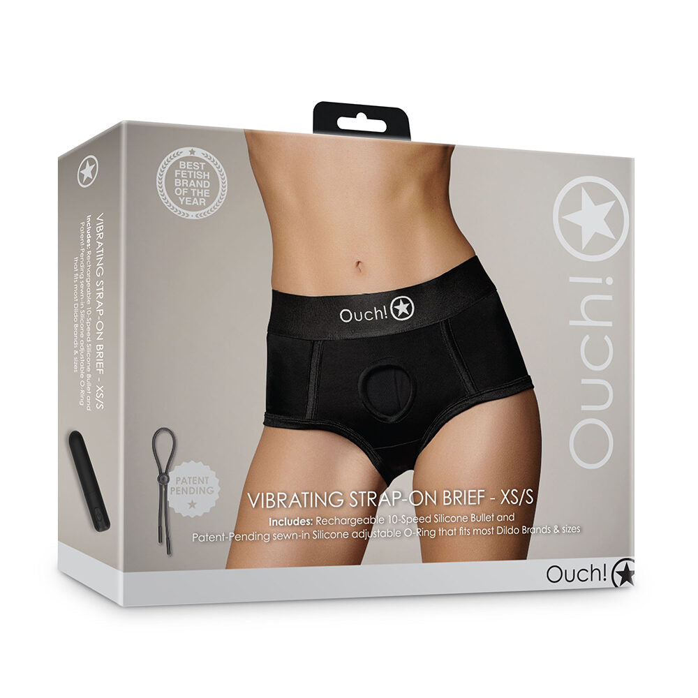 Vibrating Strap-On Brief Black XS/S