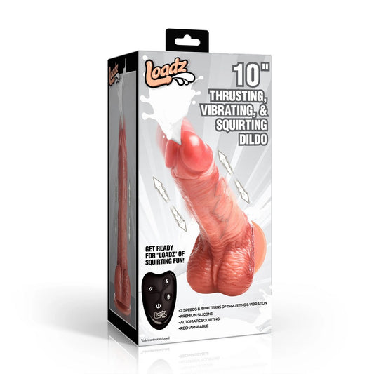 10″ Thrusting, Vibrating & Squirting Dildo