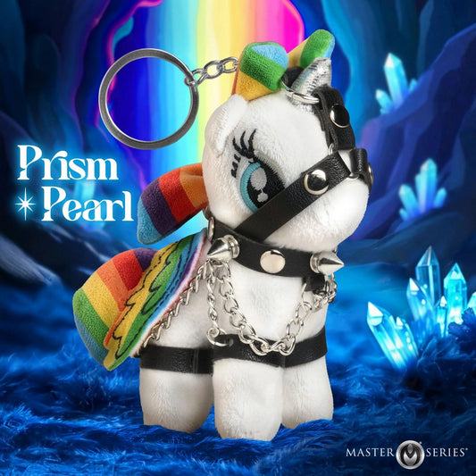 Raven Prism Pearl Bondage Pony Keychain Rainbow