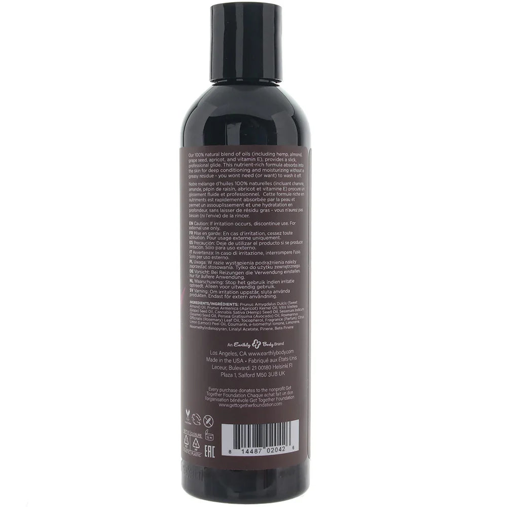 Hemp Seed Massage Oil 8oz/236ml in Skinny Dip – Edmonton adult store – close-up view