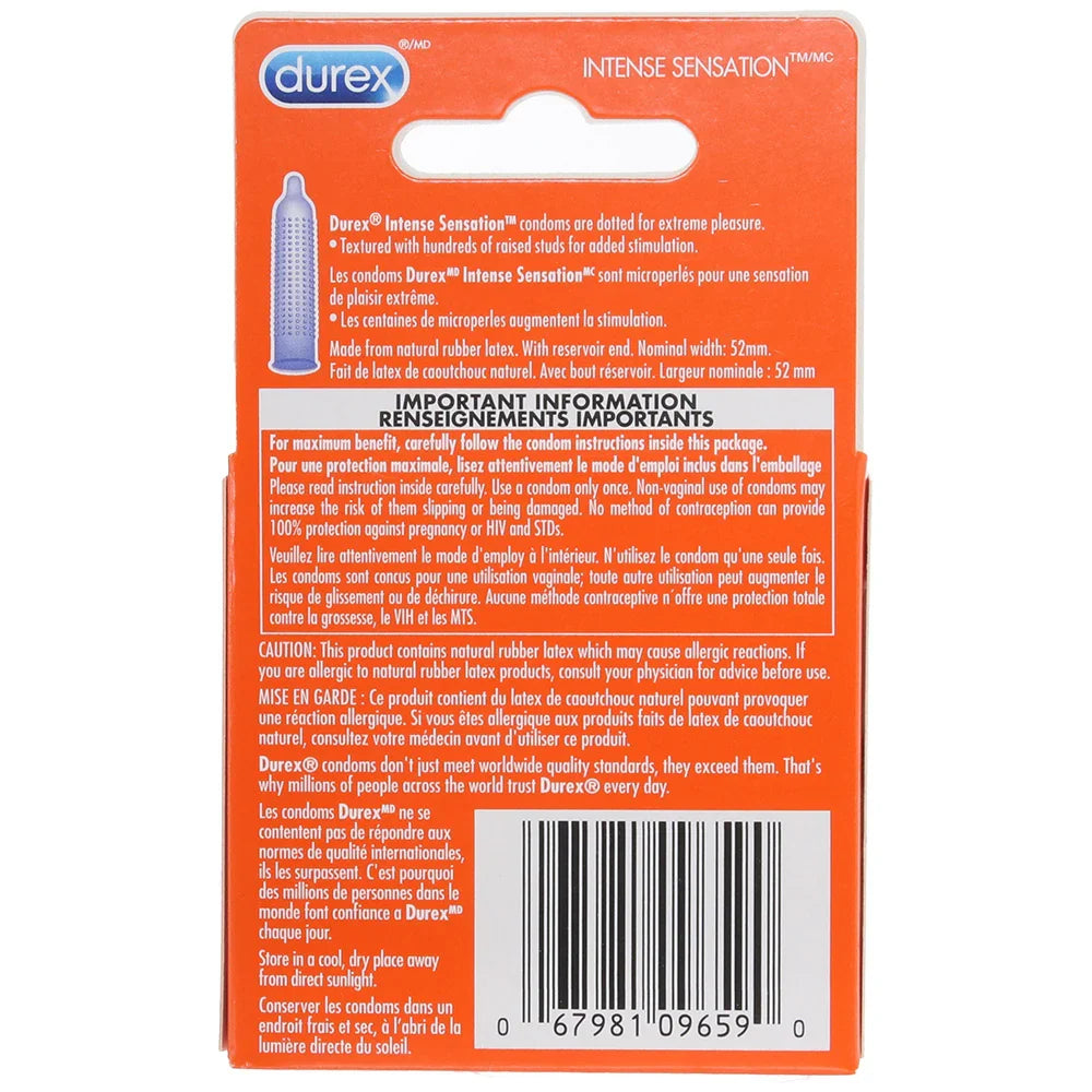 Intense Sensation Condoms in 3 Pack – Edmonton adult store – close-up view
