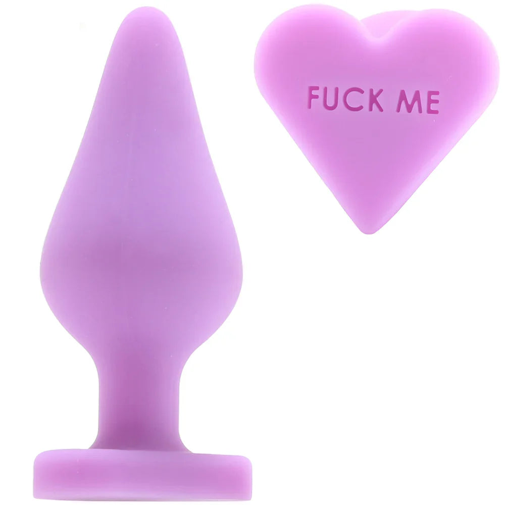 Candy Hearts F**k Me Medium Butt Plug in Purple – Edmonton – packaging view