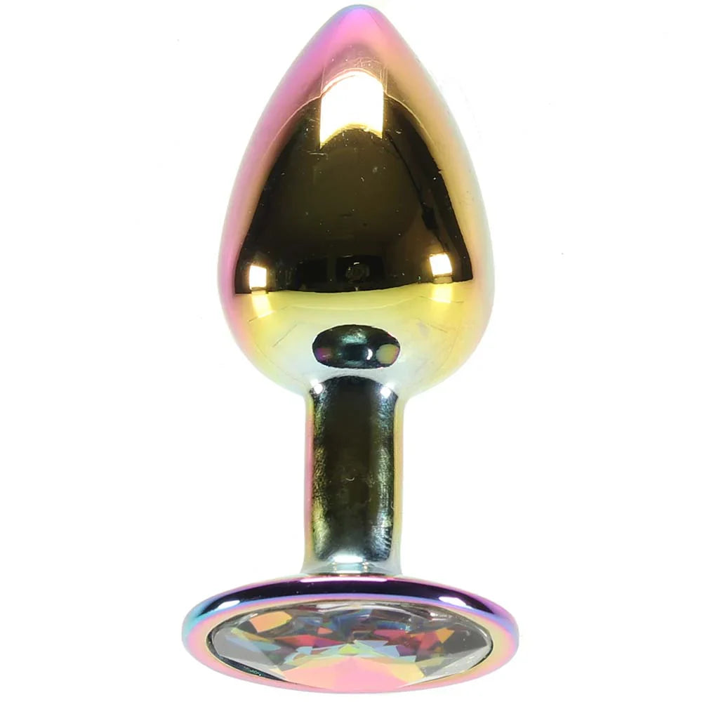 Small Aluminum Plug with Rainbow Gem in Multicolor – Edmonton adult boutique – features