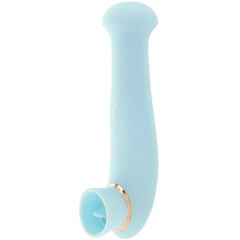 Destiny Sucking, Flickering and Vibrating Massager in Blue – Edmonton adult store – close-up view