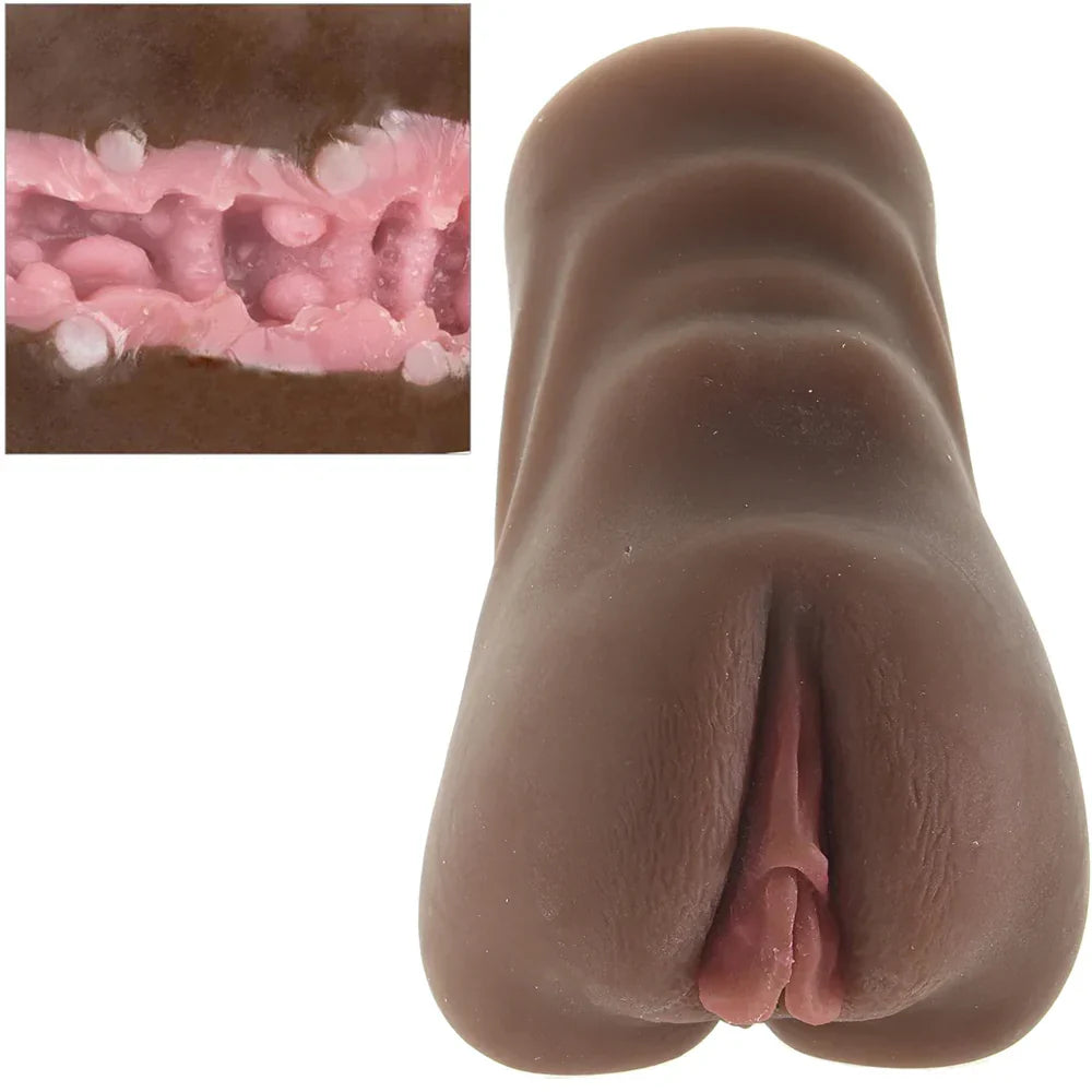 Stroke It Anatomical Pussy Stroker in Brown – Heaven Boutique Edmonton – side view