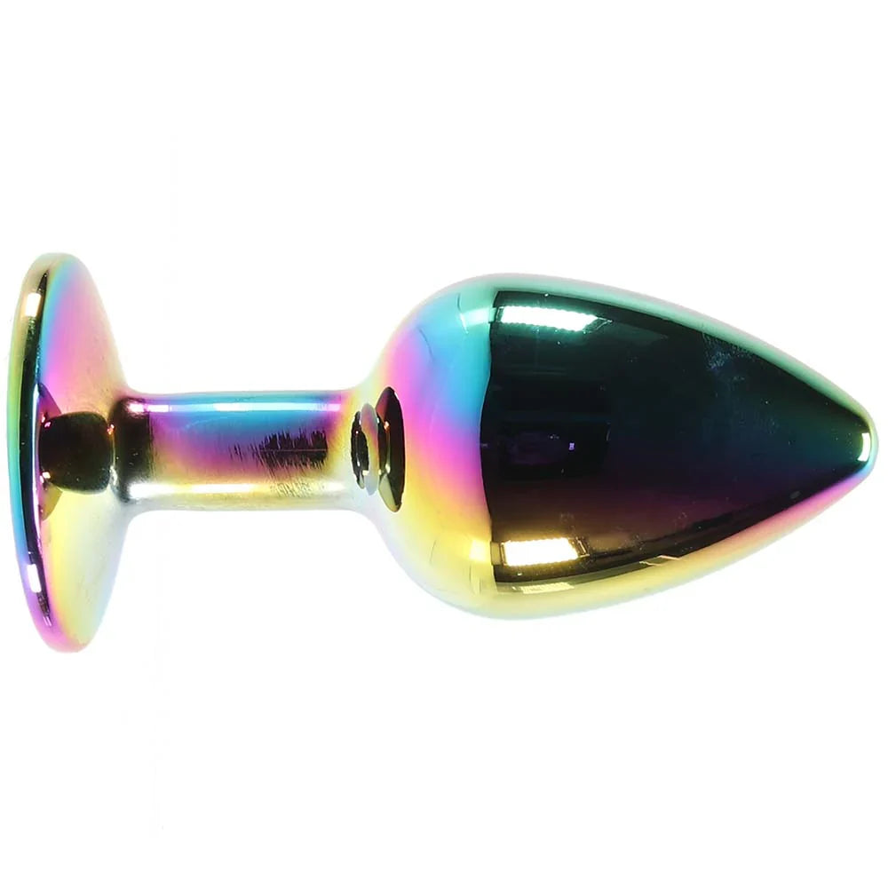 Small Aluminum Plug with Rainbow Gem in Multicolor – Heaven Boutique Edmonton – side view
