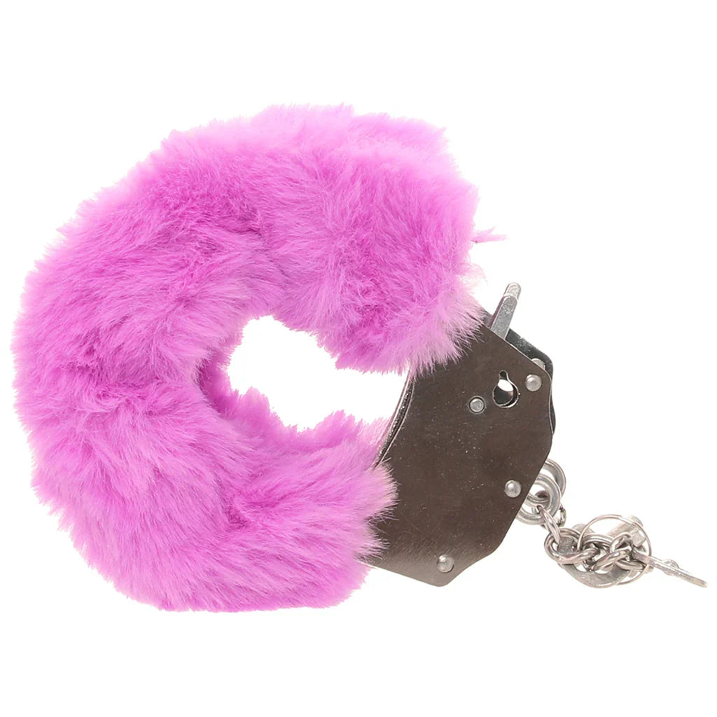 Ouch! Heavy Duty Fluffy Cuffs in Purple – Edmonton adult store – close-up view