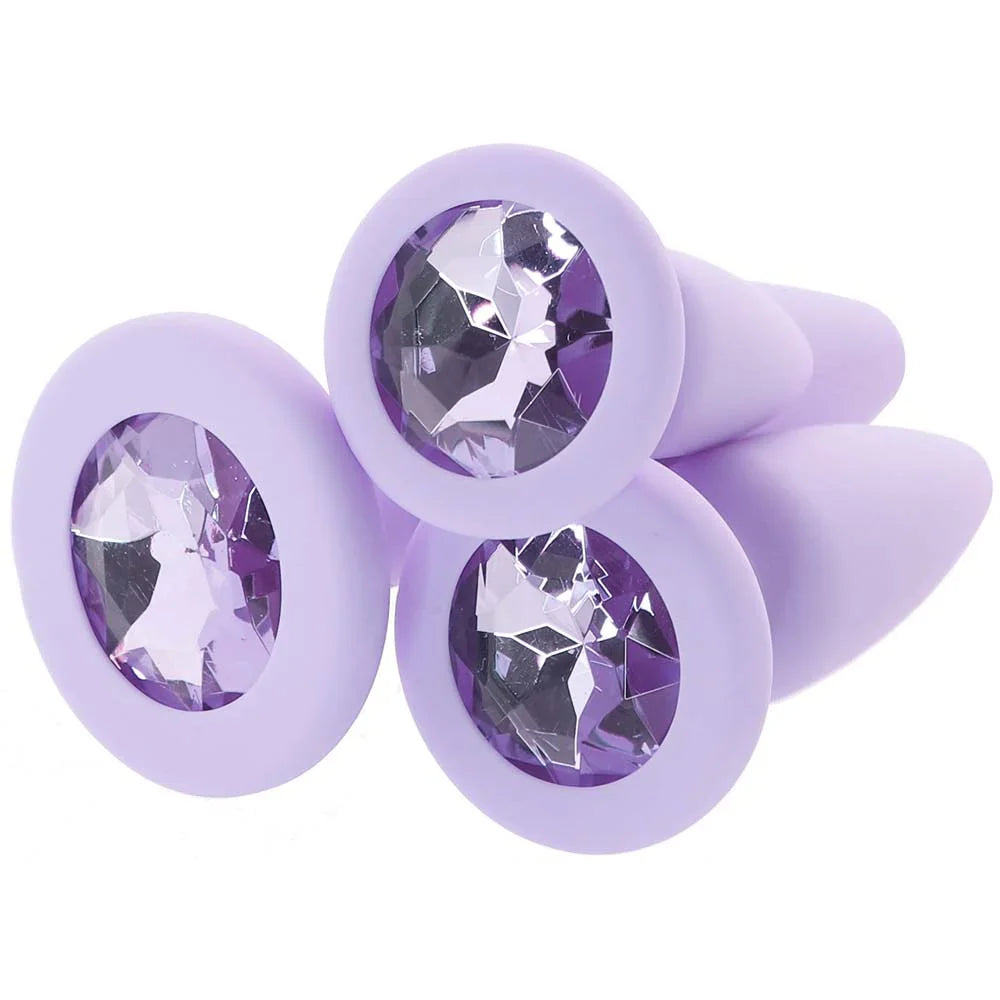 First Time Crystal Booty Anal Plug Set in Purple – Edmonton adult store – close-up view