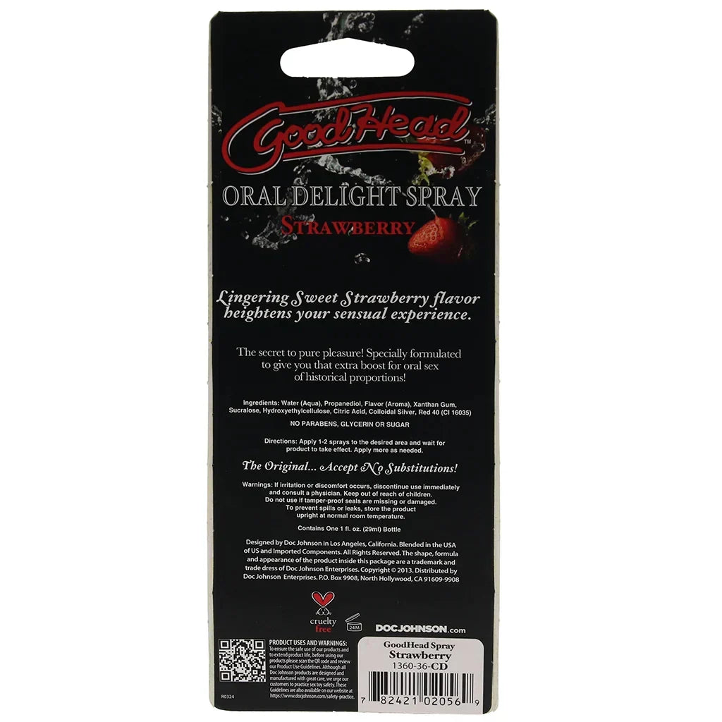 GoodHead Oral Delight Spray 1oz in Strawberry – Edmonton adult store – close-up view