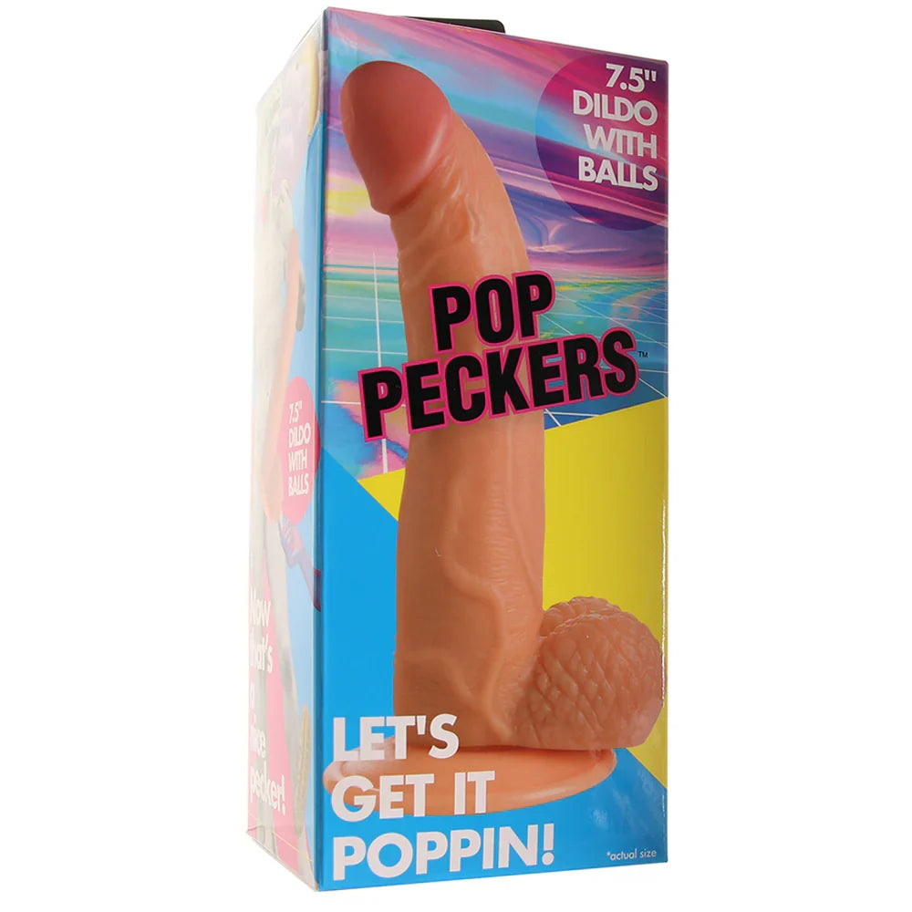 Pop Peckers 7.5 Inch Ballsy Dildo in Light — buy in Edmonton | Heaven Boutique