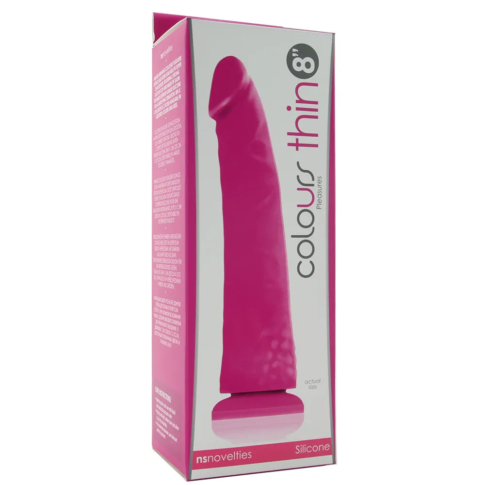 Colours Thin Pleasures 8 Inch Silicone Dildo in Purple – Edmonton adult store – close-up view