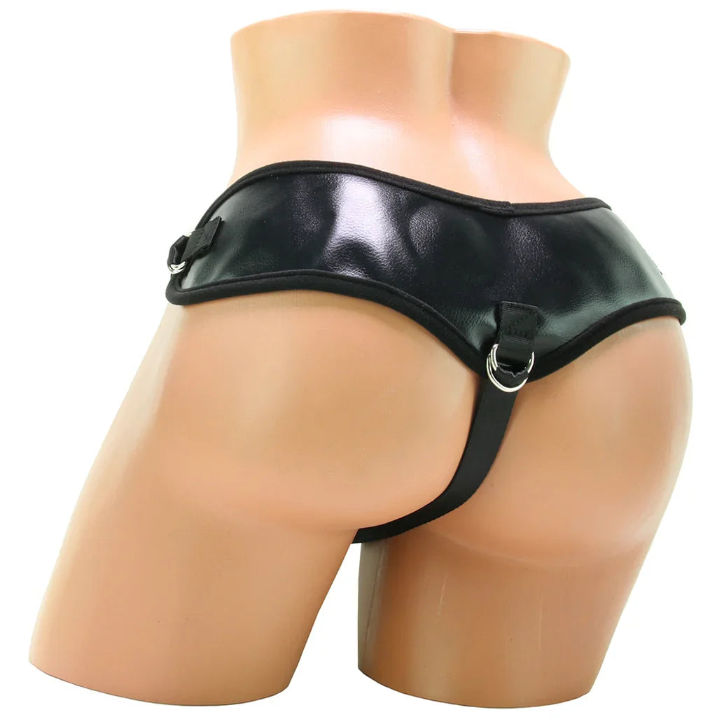 Natural Realskin 8 Inch Squirting Cock & Harness in Vanilla – Edmonton adult store – close-up view