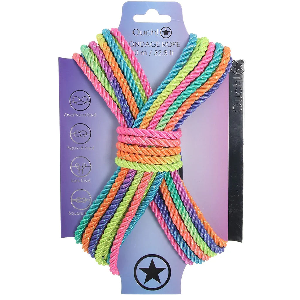 Ouch! 32.8'/10m Bondage Rope in Vibrant Rainbow — buy in Edmonton | Heaven Boutique