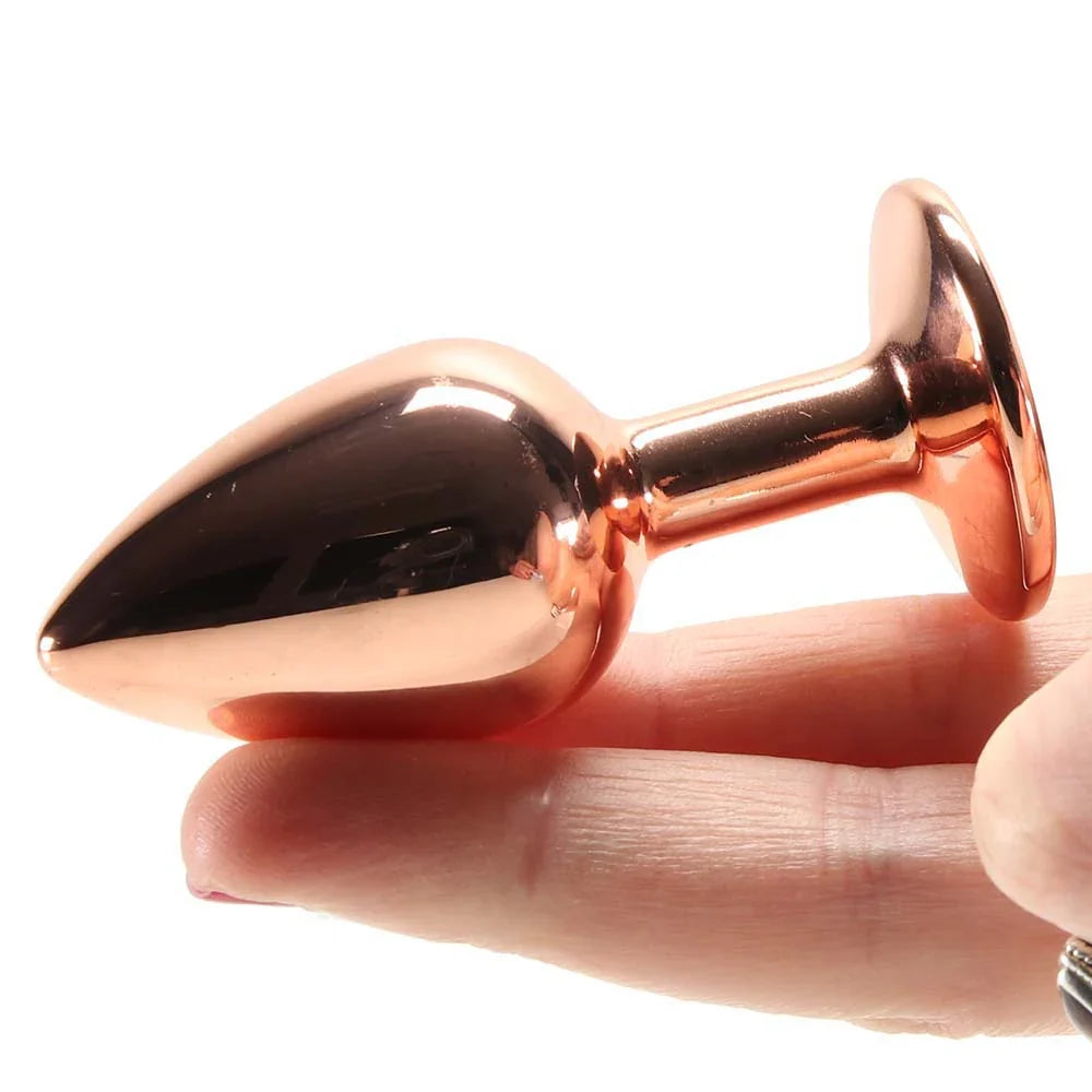 Small Aluminum Plug with Pink Gem in Rose Gold – Heaven Boutique Edmonton – side view