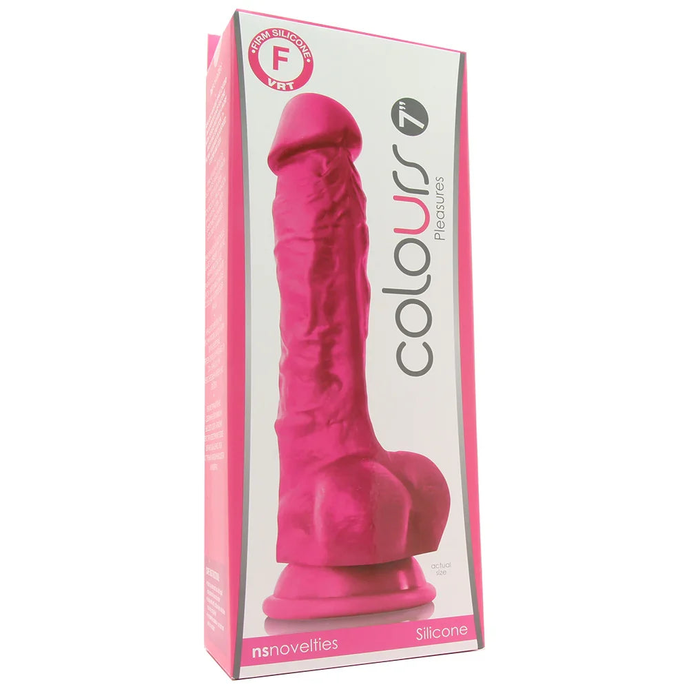 Colours 7 Inch Firm Silicone Dildo in Pink – Edmonton adult store – close-up view