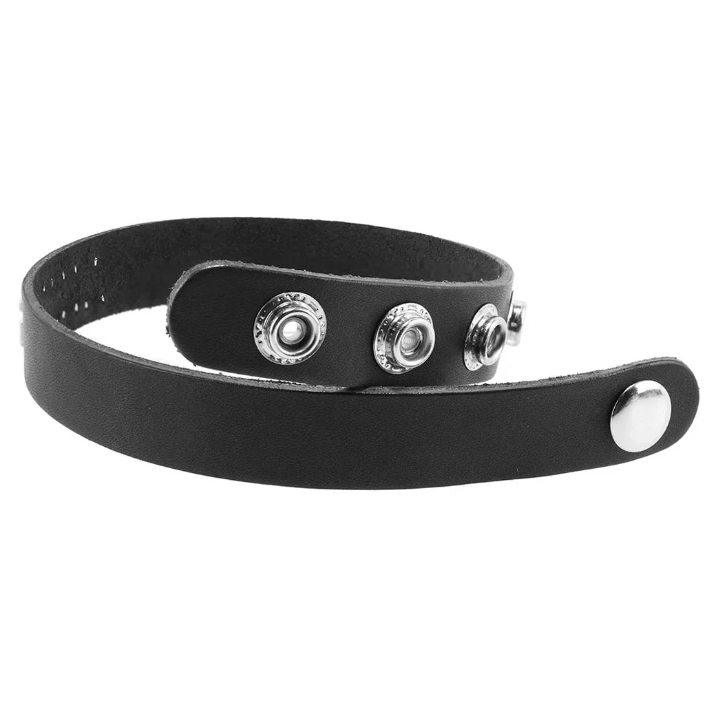 F**k Me Leather Word Band Collar – Edmonton adult store – close-up view