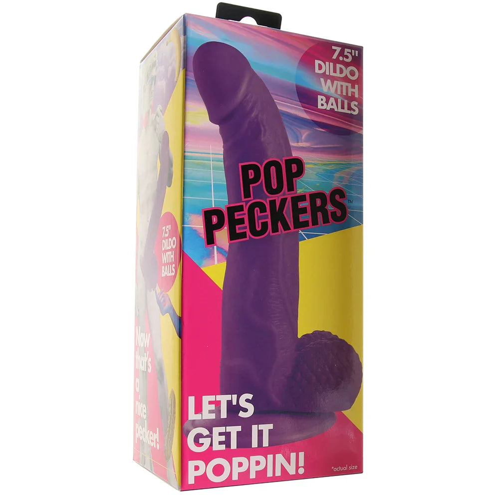 Pop Peckers 7.5 Inch Ballsy Dildo in Purple — buy in Edmonton | Heaven Boutique