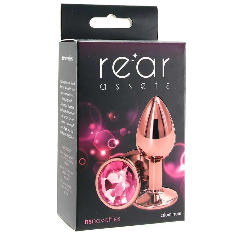 Small Aluminum Plug with Pink Gem in Rose Gold – Edmonton adult store – close-up view