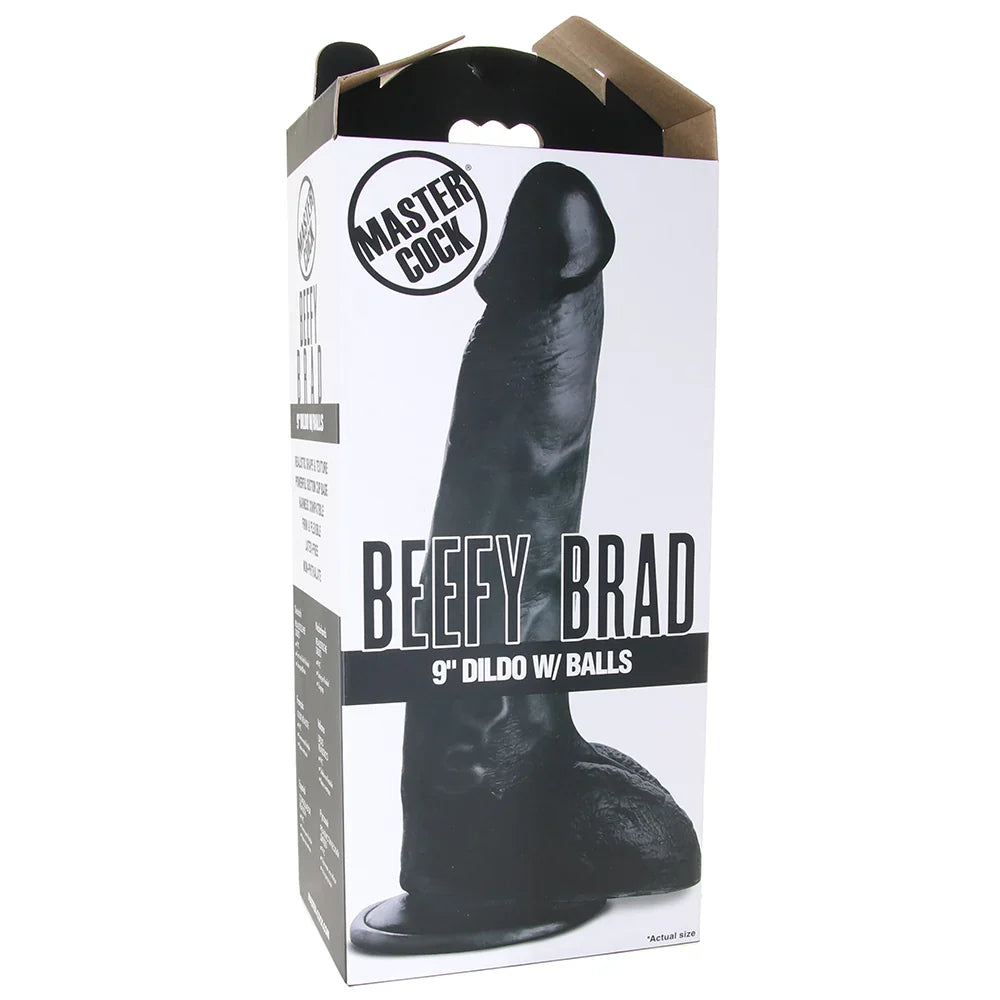 Master Cock Beefy Brad 9 Inch Ballsy Dildo in Black — buy in Edmonton | Heaven Boutique