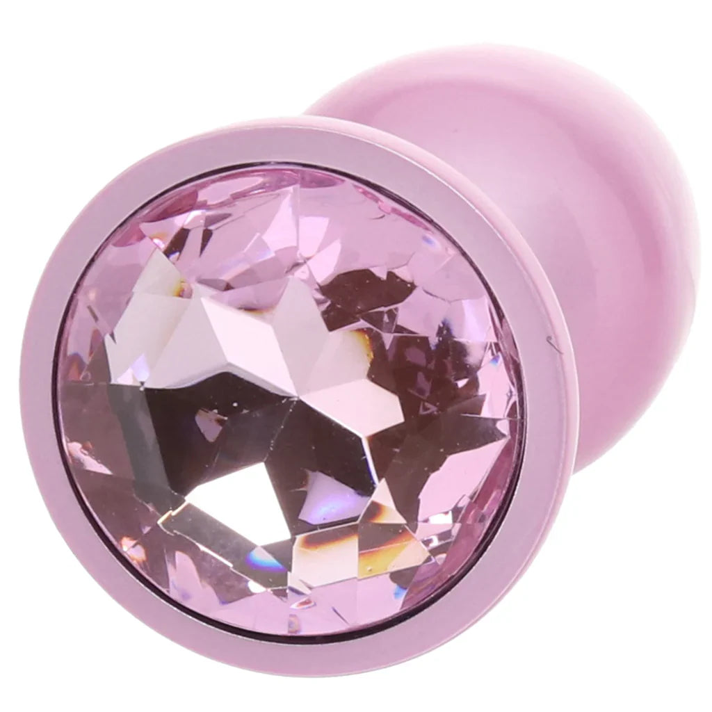 Rear Assets Pink Metal Butt Plug in Small - Small – Edmonton adult store – close-up view