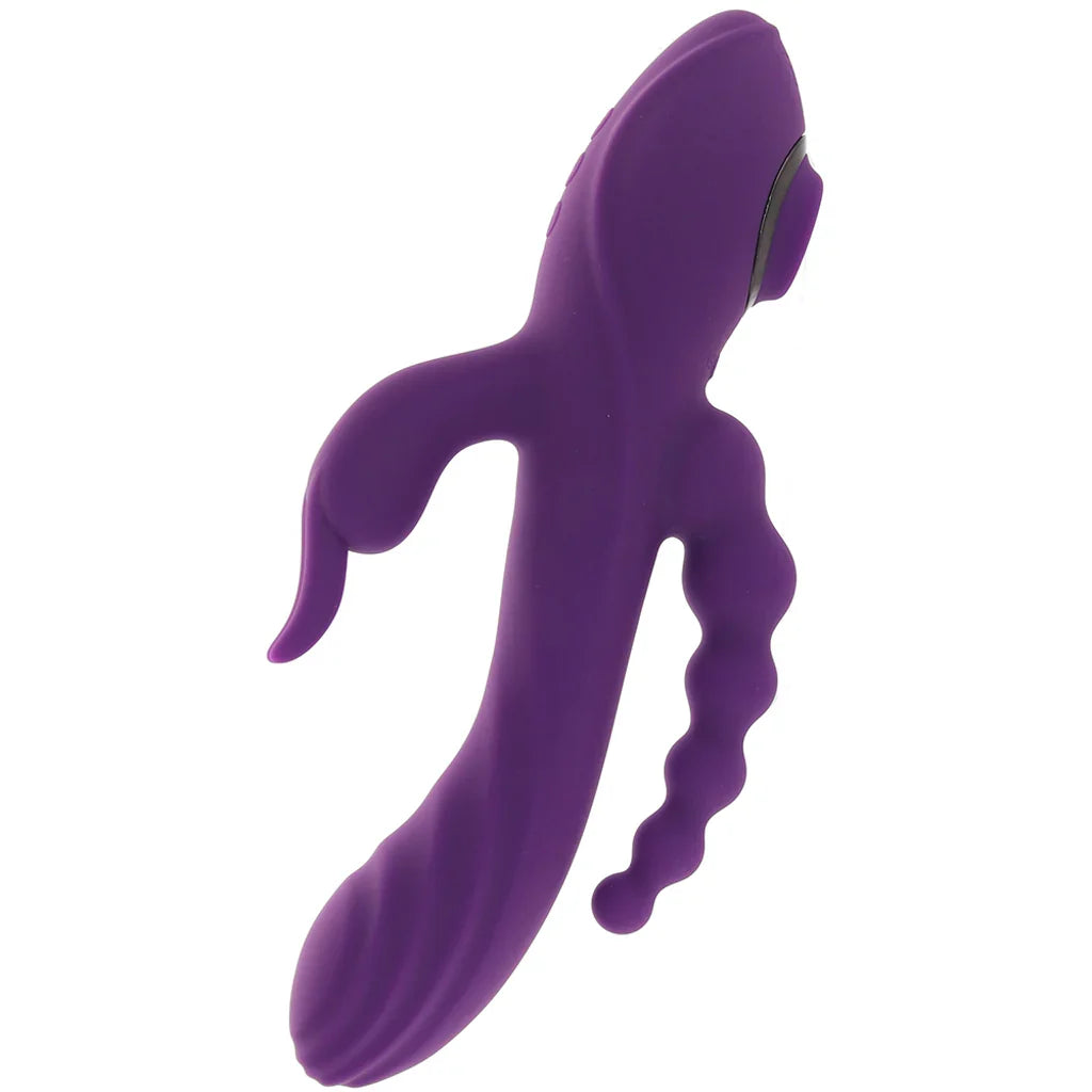Fourgasm Triple Stimulator Sucking Rabbit Vibe in Purple – Heaven Boutique Edmonton – side view