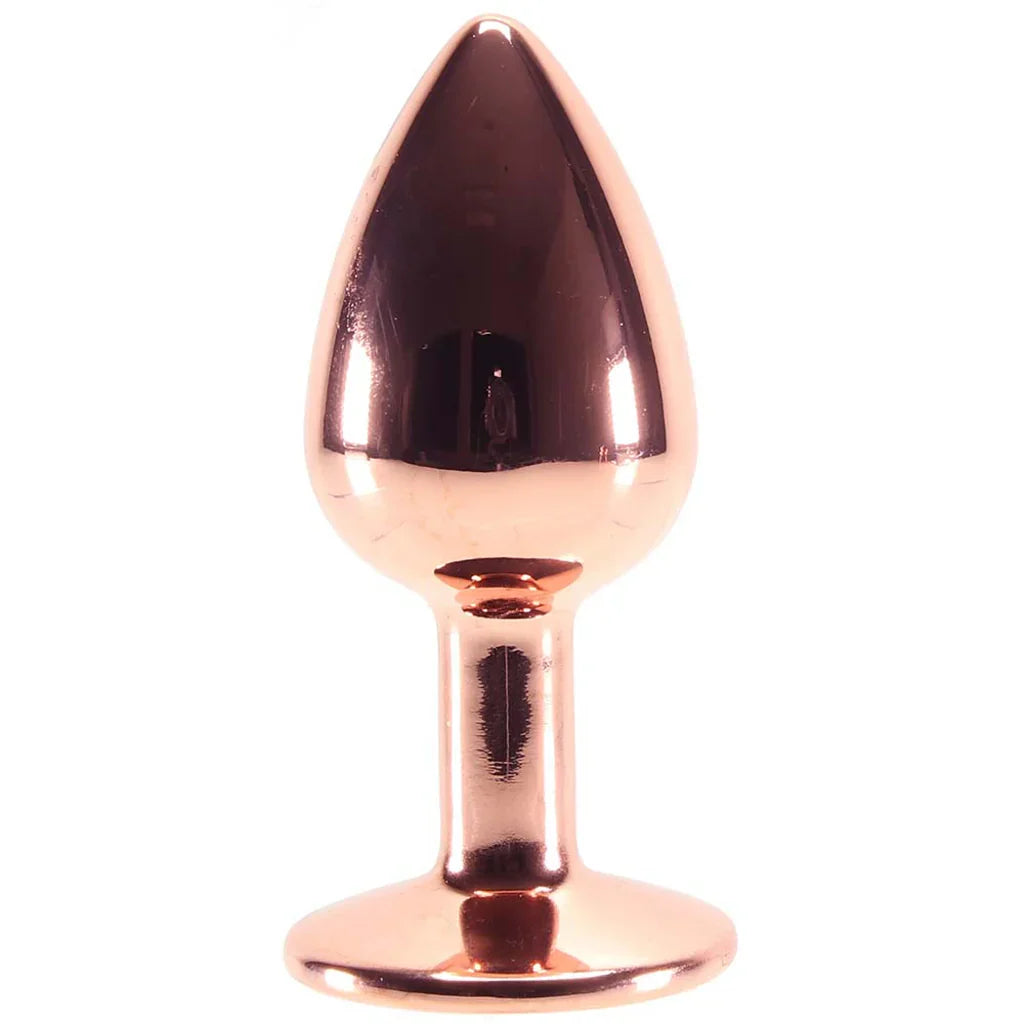 Small Aluminum Plug with Clear Gem in Rose Gold – Heaven Boutique Edmonton – side view
