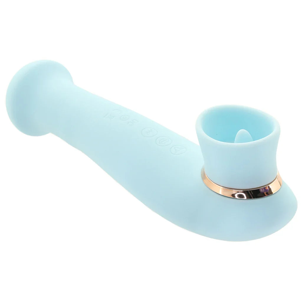 Destiny Sucking, Flickering and Vibrating Massager in Blue – Heaven Boutique Edmonton – side view