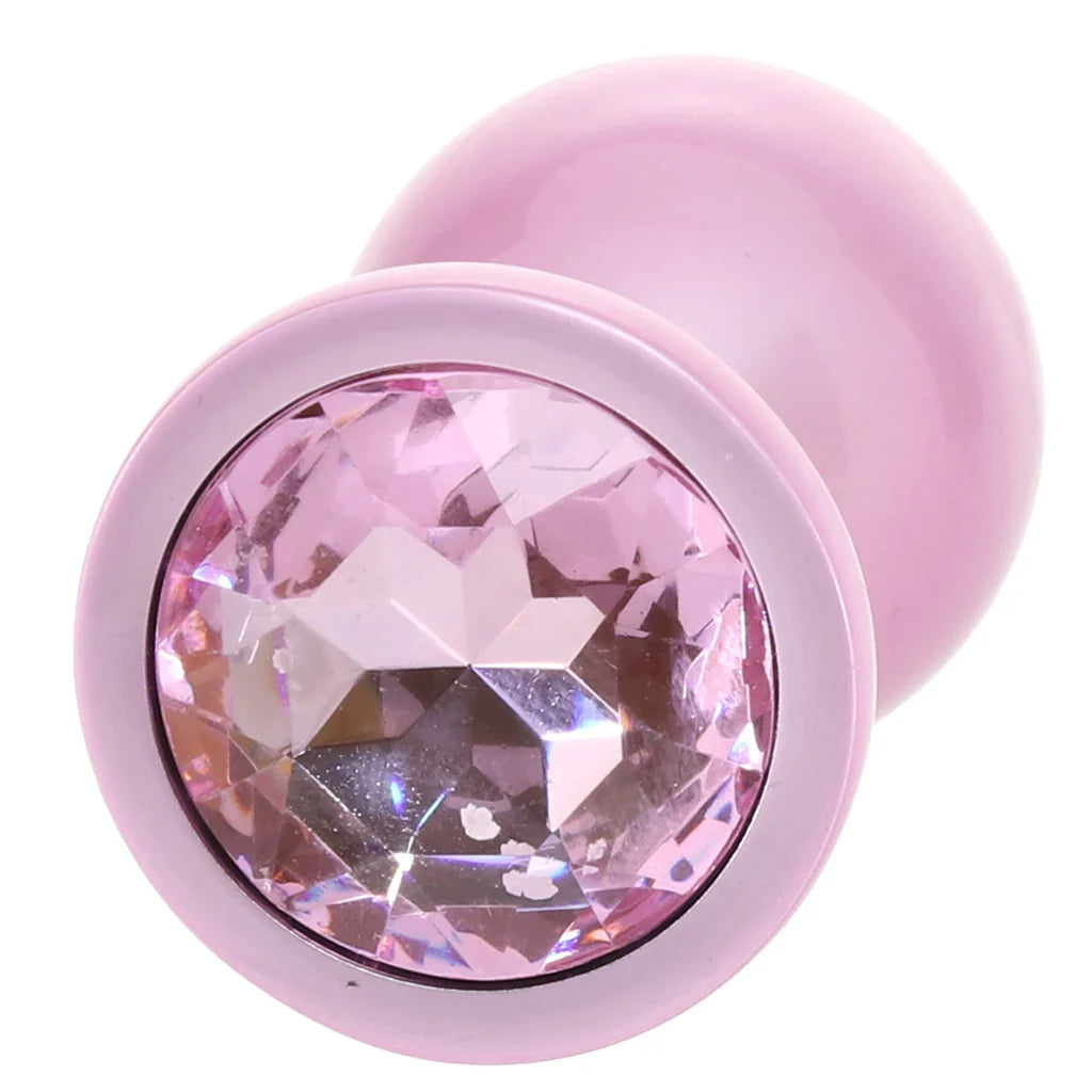 Rear Assets Pink Metal Butt Plug in Medium - Medium – Edmonton adult store – close-up view