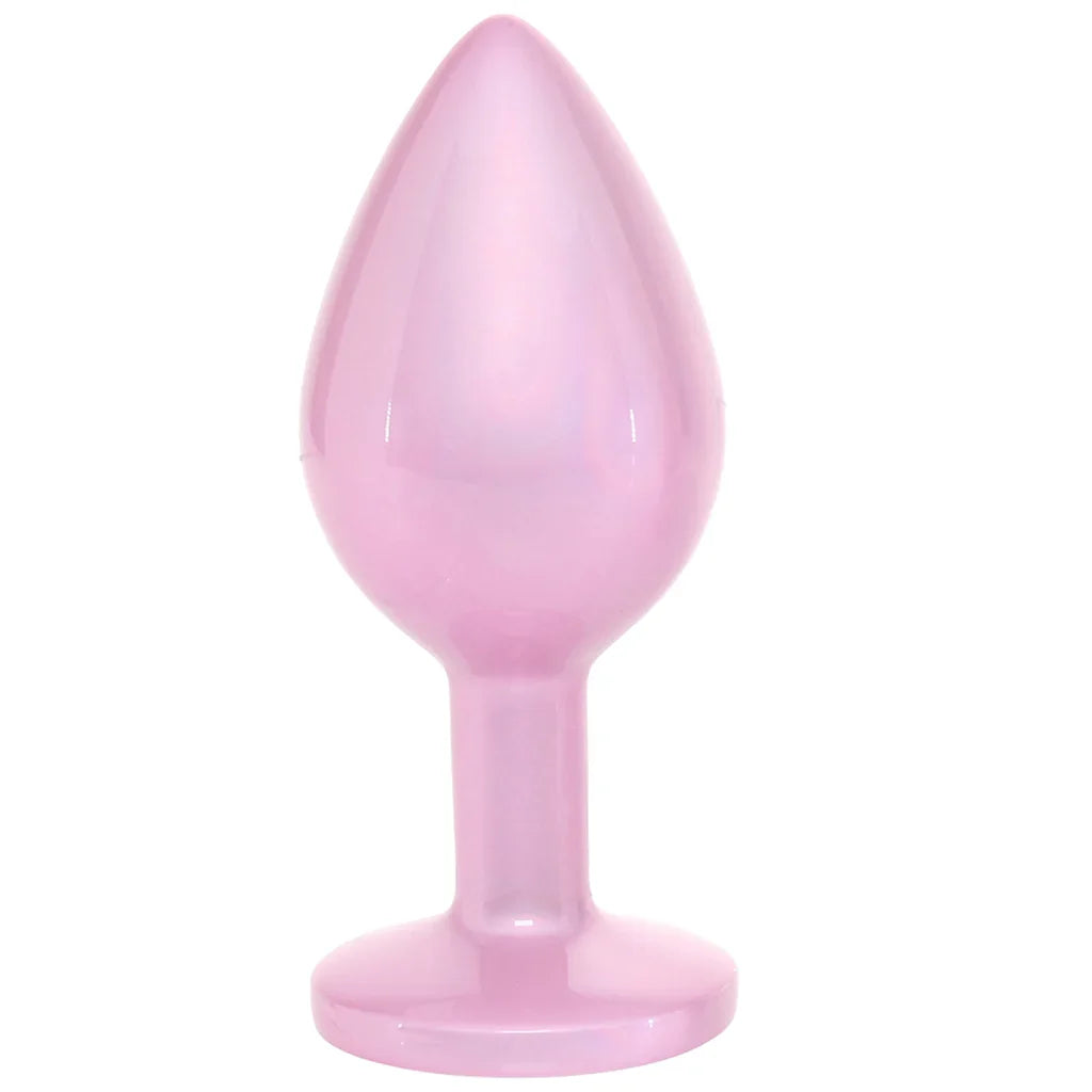 Rear Assets Pink Metal Butt Plug in Medium - Medium – Heaven Boutique Edmonton – side view