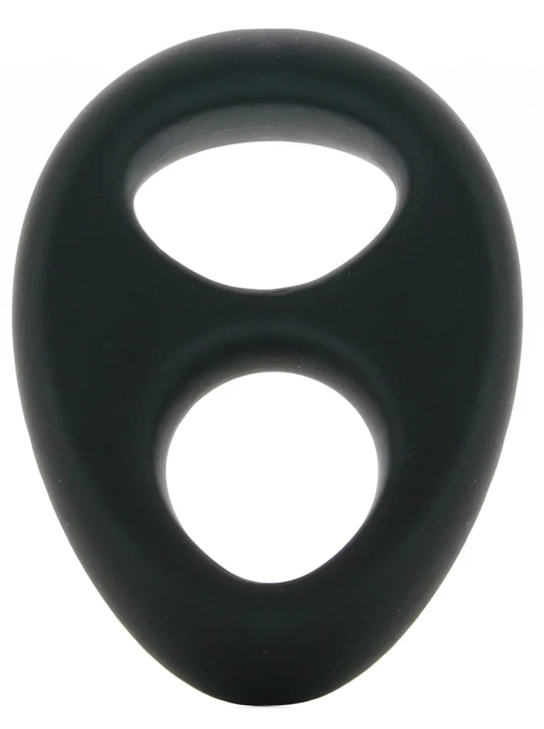 Renegade Romeo Soft Silicone Dual Ring in Black – Edmonton adult store – close-up view