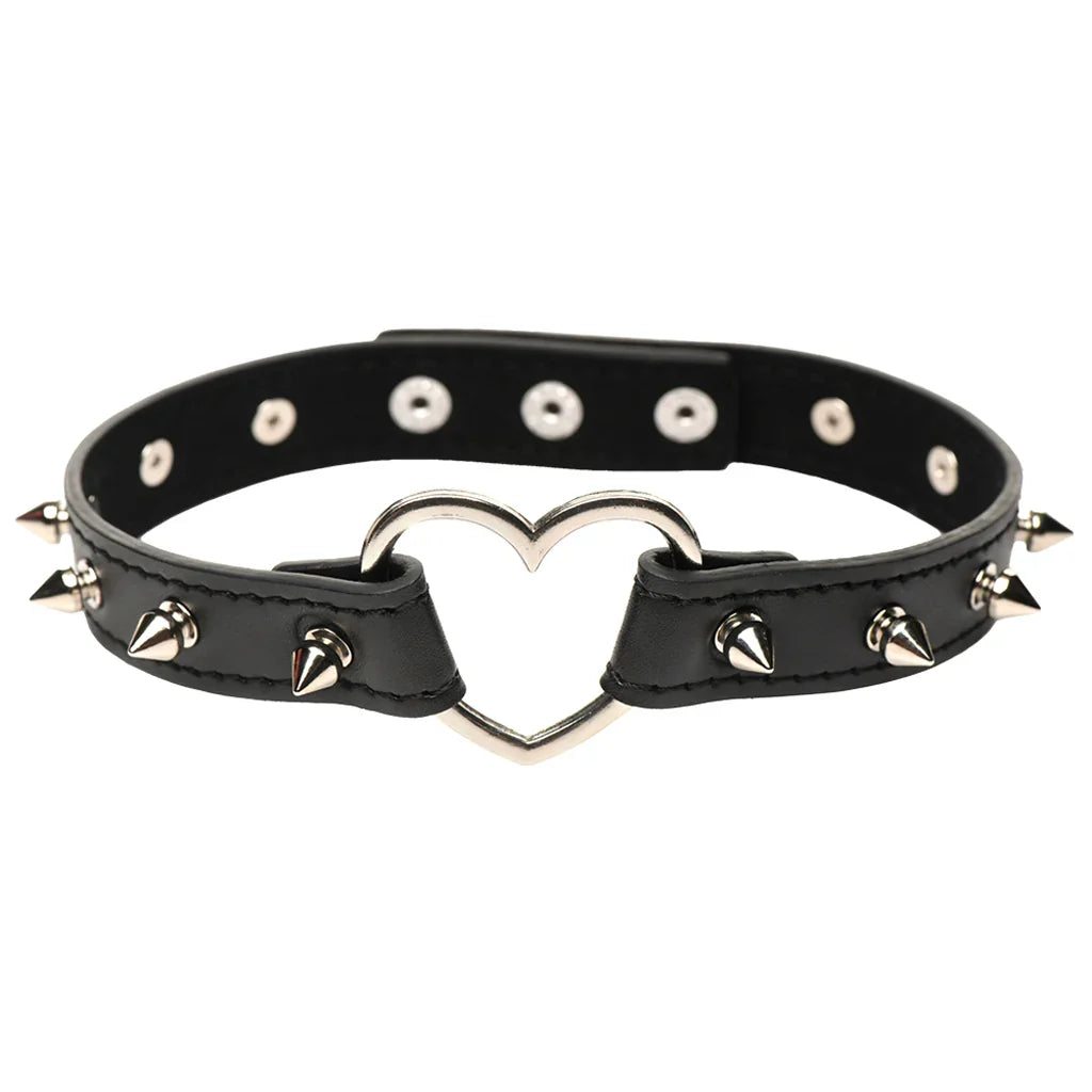 Master Series Spiked Heart Choker in Black – Edmonton adult boutique – features