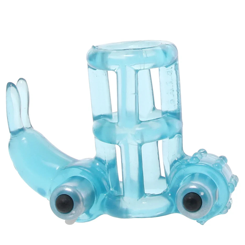 Double Trouble Vibrating Support System in Blue – Heaven Boutique Edmonton – side view