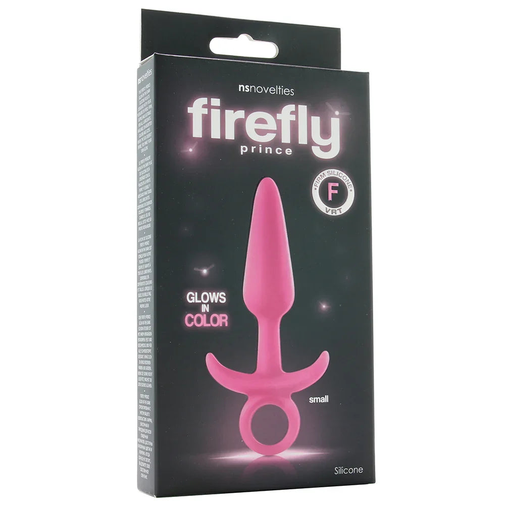 Firefly Small Prince Butt Plug in Glowing Pink – Edmonton adult store – close-up view