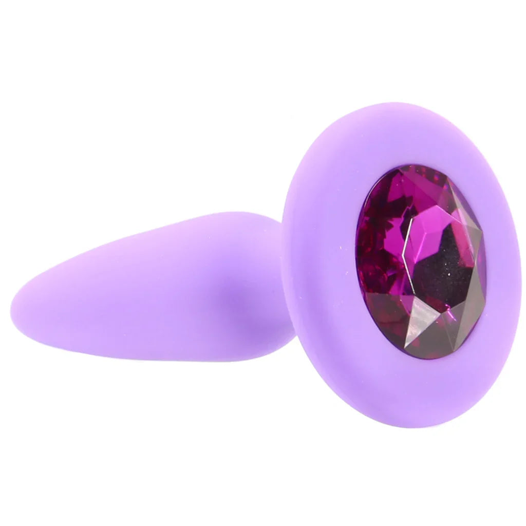 Glams Mini Purple Gem Silicone Butt Plug – Edmonton adult store – close-up view