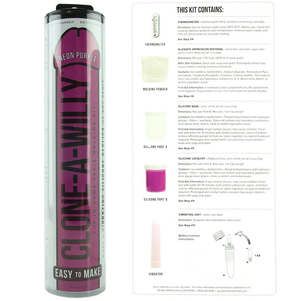Clone-A-Willy Vibrator Kit in Neon Purple – Edmonton adult store – close-up view