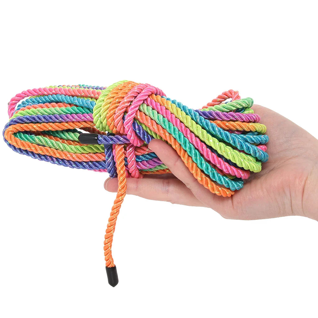 Ouch! 32.8'/10m Bondage Rope in Vibrant Rainbow – Heaven Boutique Edmonton – additional angle