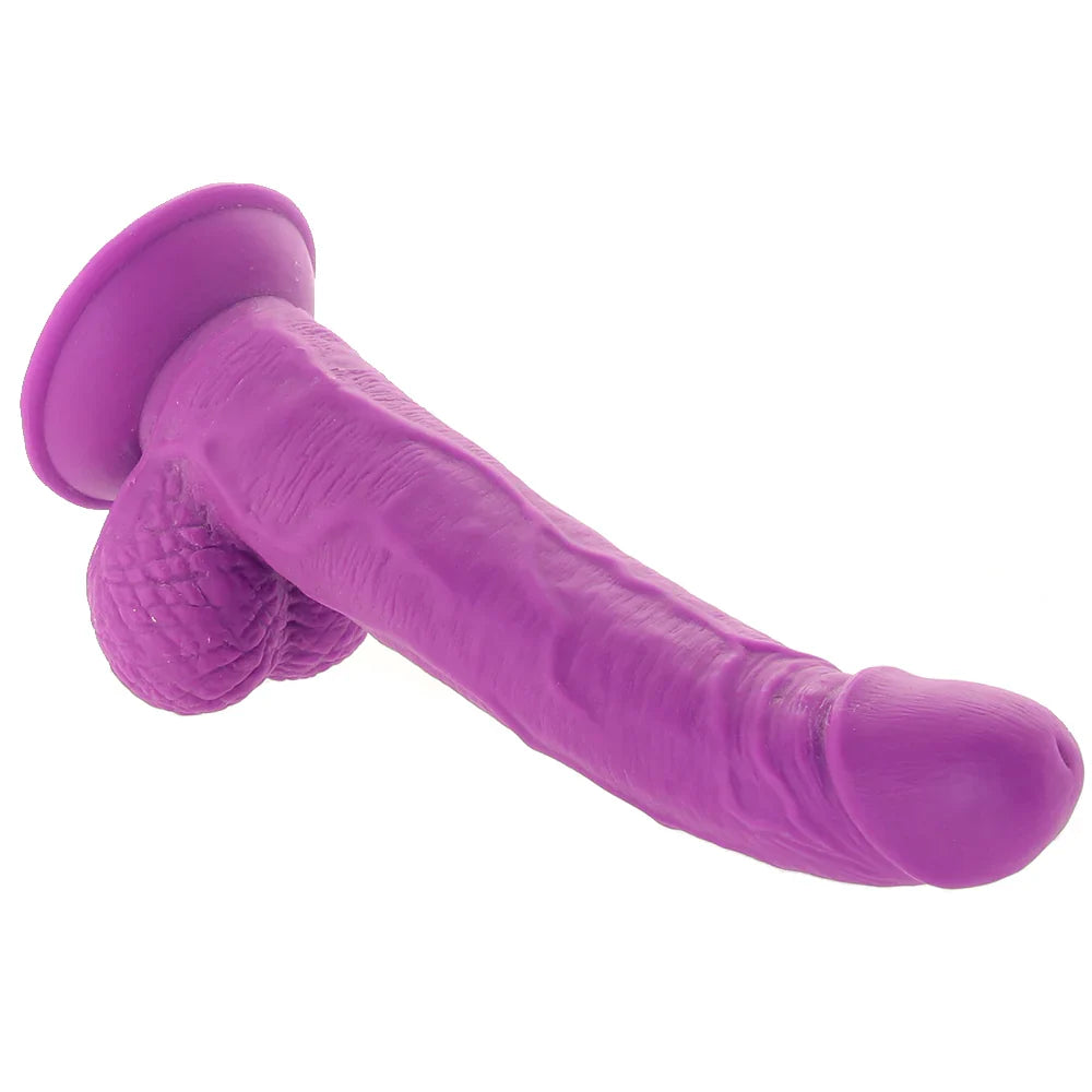 Pop Peckers 7.5 Inch Ballsy Dildo in Purple – Edmonton adult boutique – features