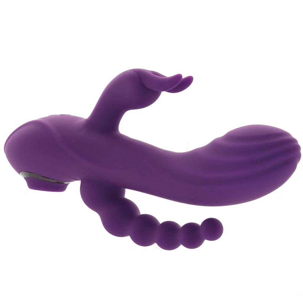Fourgasm Triple Stimulator Sucking Rabbit Vibe in Purple – Edmonton adult boutique – features