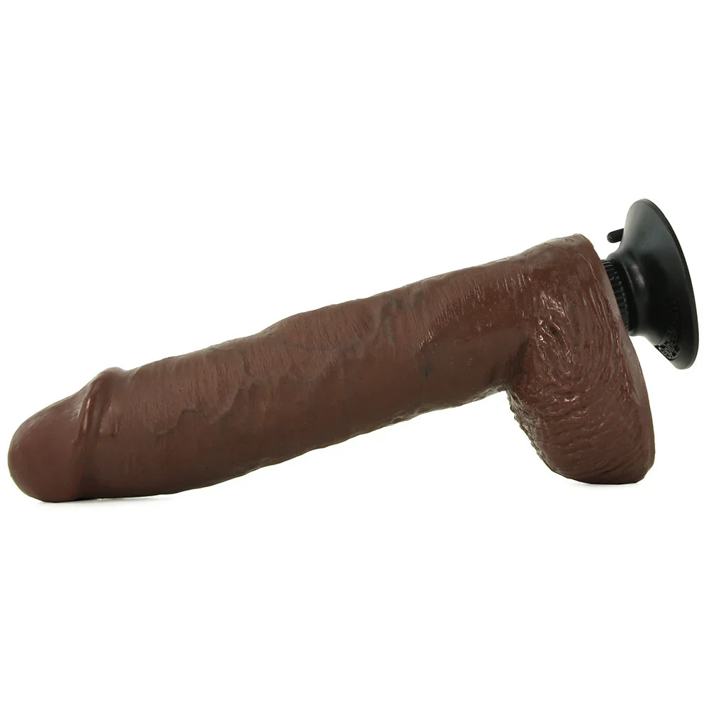 King Cock 10 Inch Vibrating Dildo with Balls in Brown – Edmonton adult boutique – features