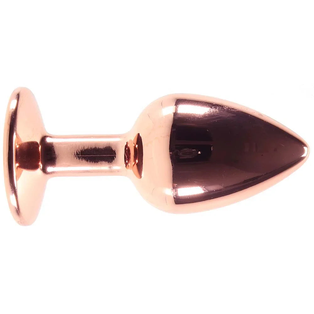 Small Aluminum Plug with Pink Gem in Rose Gold – Edmonton adult boutique – features