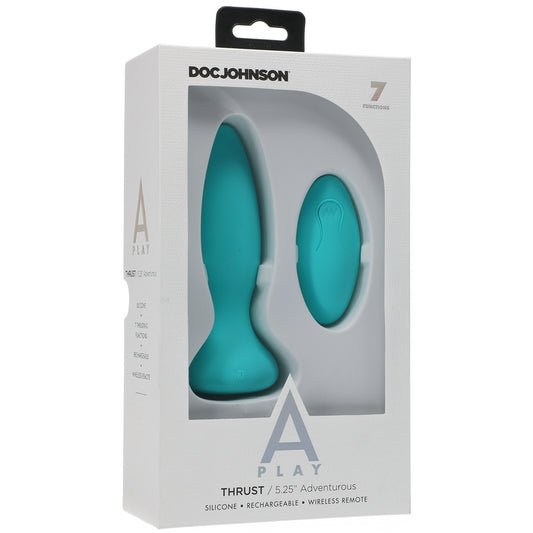 A-Play Adventurous Thrust Silicone Anal Plug with Remote Teal